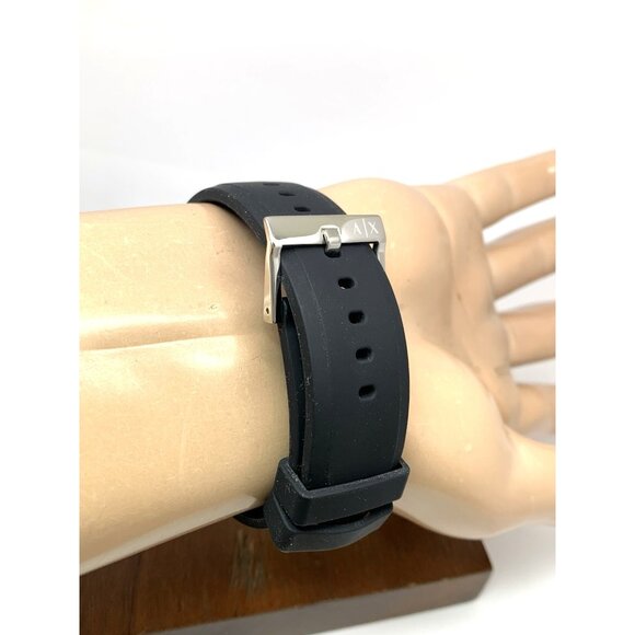 Armani Exchange Men's Watch AX1326 Quartz Chronograph Black Rubber Strap 44mm - Picture 10 of 14